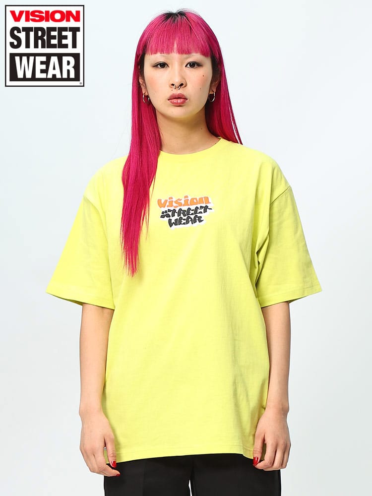 VISION STREET WEAR (ヴィジョンストリートウェア) 恐竜マルチイラスト クルーネック 半袖 Tシャツ