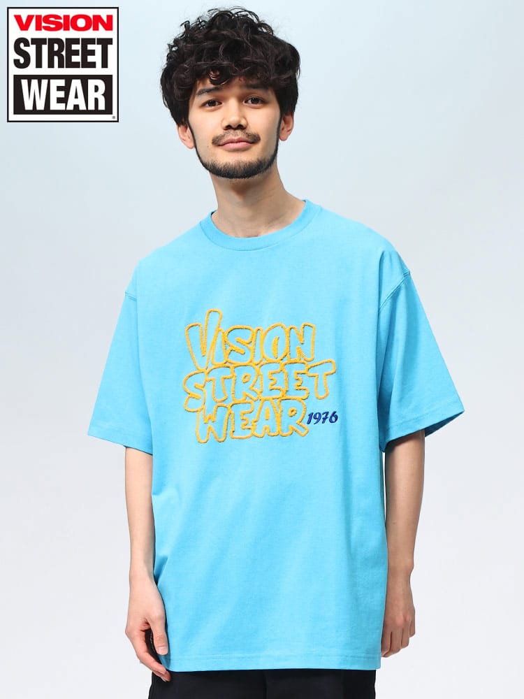ヴィジョンストリートウェア Tシャツ ロゴ刺しゅう クルーネック 半袖 メンズ VISION トップス スケートボード 90s Y2K 4505006