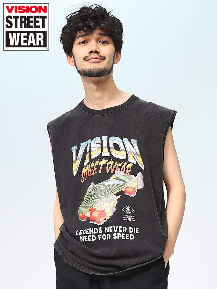 ヴィジョンストリートウェア Tシャツ ウォッシュ加工 クルーネック 半袖 メンズ VISION トップス スケートボード 90s Y2K 4505018