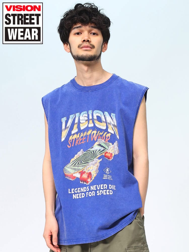 ヴィジョンストリートウェア Tシャツ ウォッシュ加工 クルーネック 半袖 メンズ VISION トップス スケートボード 90s Y2K 4505018