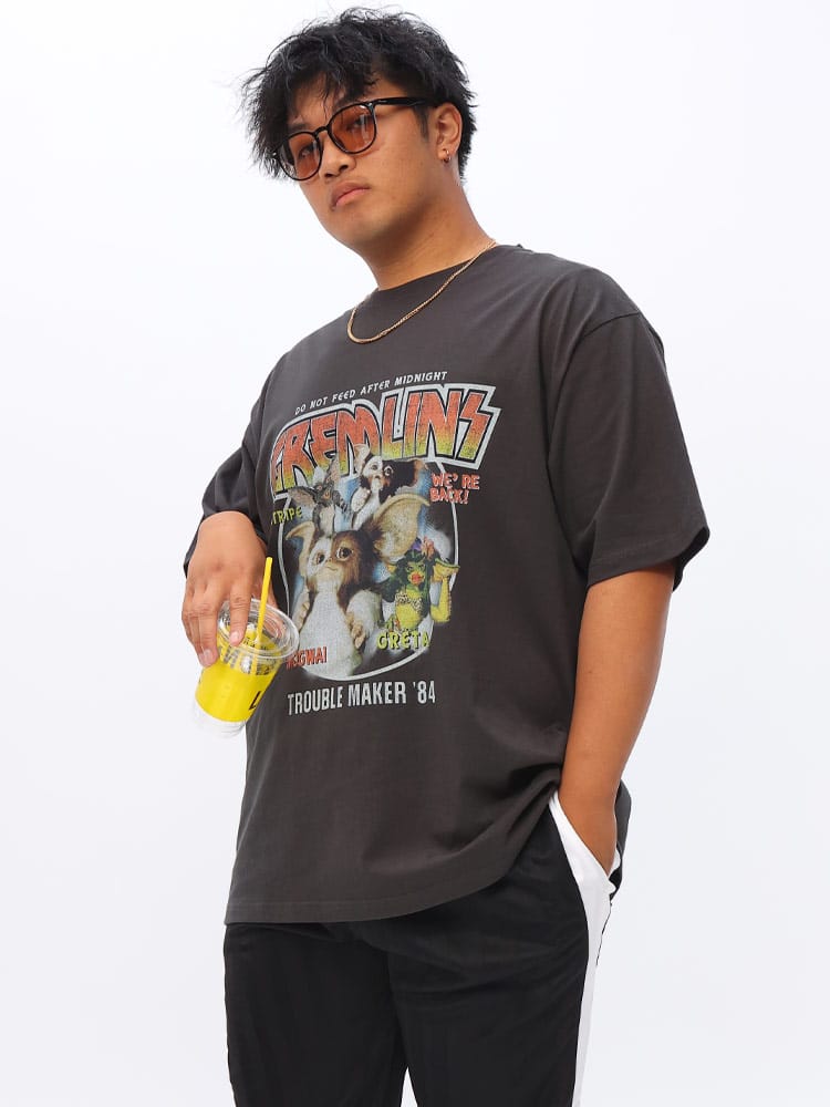 半袖 Tシャツ グレムリン ロックプリント クルーネック トップス 大きいサイズ メンズ