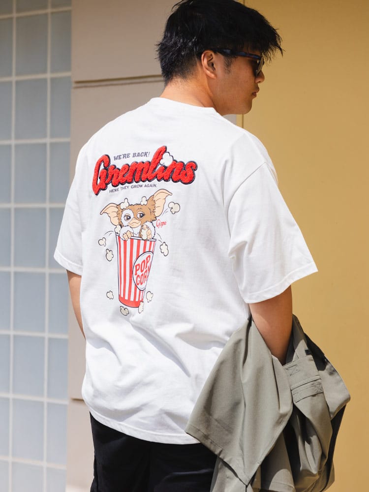 半袖 Tシャツ グレムリン ポップコーンプリント クルーネック トップス 大きいサイズ メンズ