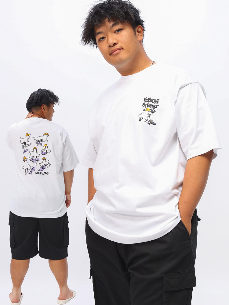 半袖 Tシャツ マルチゴーストスケータープリント クルーネック トップス 大きいサイズ メンズ