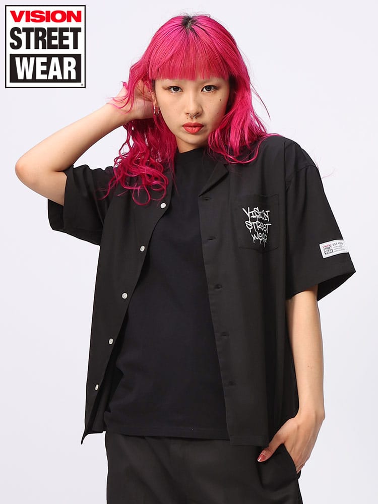 VISION STREET WEAR (ヴィジョンストリートウェア) ゴーストスケーター 刺繍 半袖 シャツ 4505050