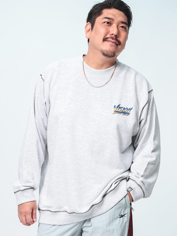 クルーネック トレーナー バックプリント トップス トレーナー スウェット プリント 裏毛 大きいサイズ メンズ