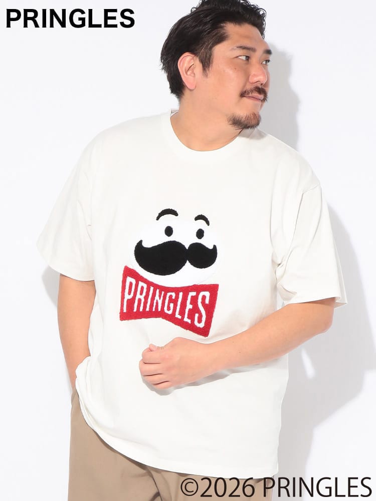 Tシャツ 半袖 メンズ 大きいサイズ プリングルズ サガラ刺繍 クルーネック カットソー トップス キャラクター コットン プリント 春 夏