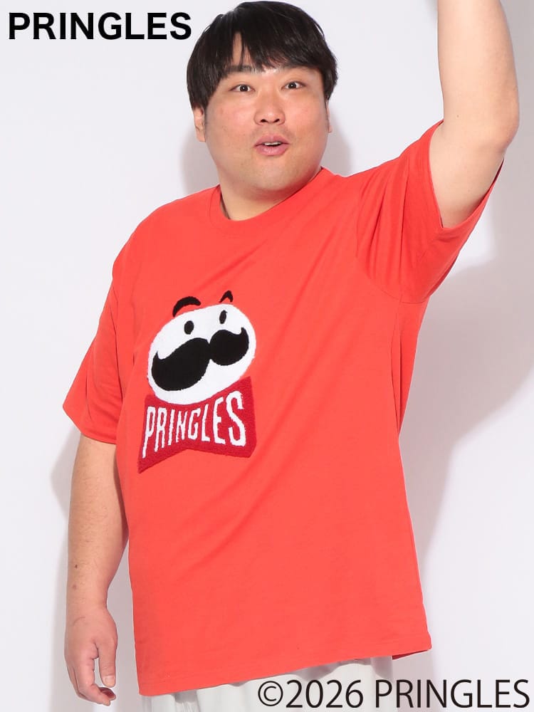 Tシャツ 半袖 メンズ 大きいサイズ プリングルズ サガラ刺繍 クルーネック カットソー トップス キャラクター コットン プリント 春 夏