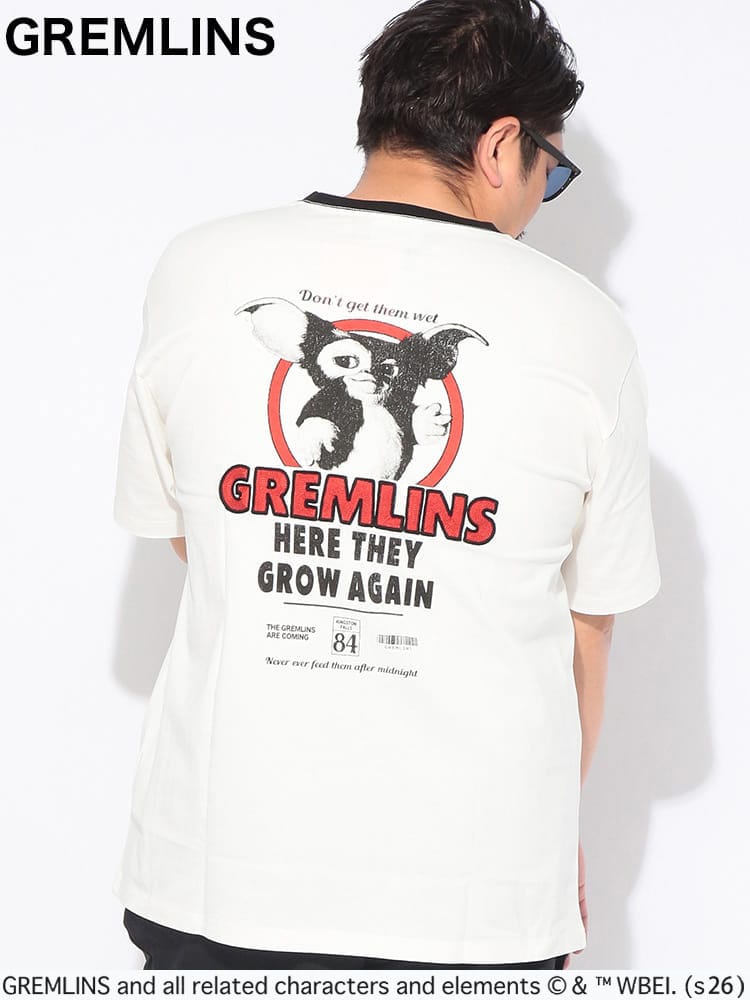 Tシャツ 半袖 メンズ 大きいサイズ グレムリン バックデザイン クルーネック カットソー トップス キャラクター コットン プリント 春 夏