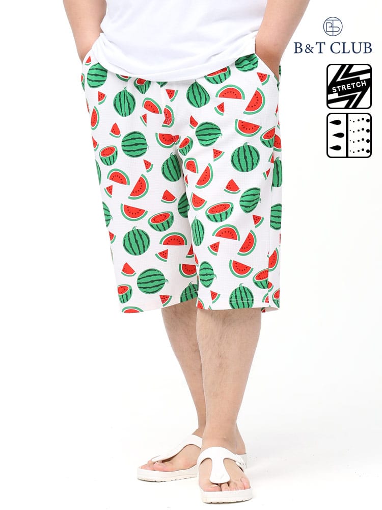 大きいサイズ メンズ B＆T CLUB (ビーアンドティークラブ) 快ラクWEAR 快楽 カイラク ドライワッフル 総柄 ショートパンツ