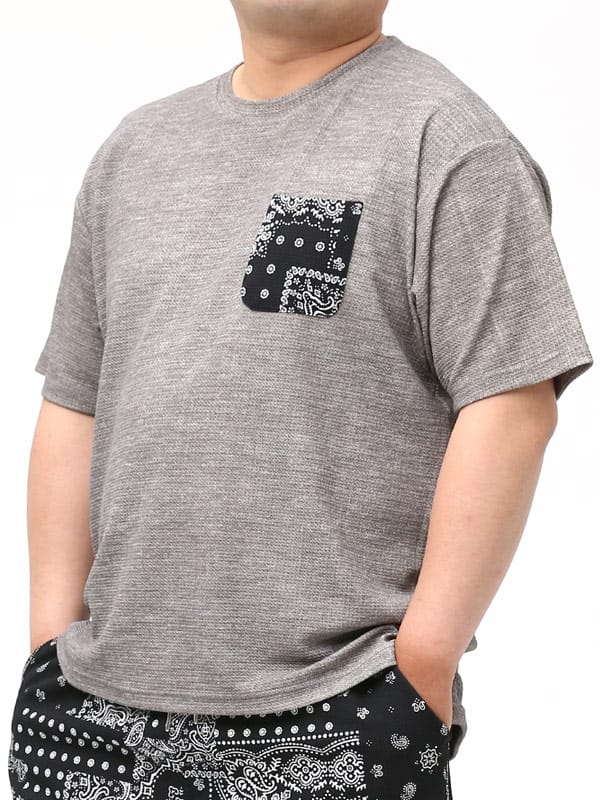 在庫処分 返品交換不可 大きいサイズ メンズ B＆T CLUB (ビーアンドティークラブ) 快ラクWEAR 快楽 カイラク ドライ ストレッチ ワッフル 切り替えポケット クルーネック 半袖 Tシャツ