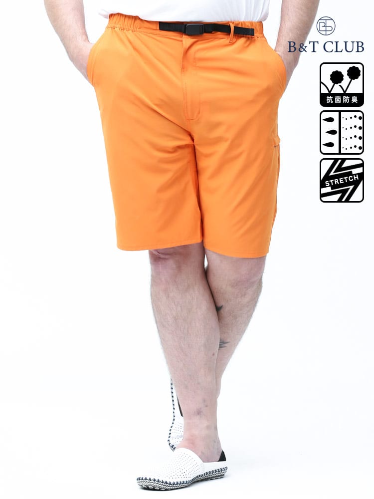 在庫処分 返品交換不可 大きいサイズ メンズ B＆T CLUB (ビーアンドティークラブ) ドライ 接触冷感 ストレッチ 無地 クライミングショーツ