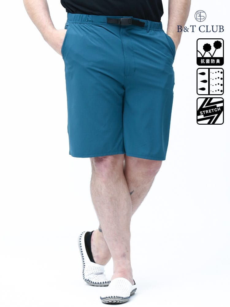 在庫処分 返品交換不可 大きいサイズ メンズ B＆T CLUB (ビーアンドティークラブ) ドライ 接触冷感 ストレッチ 無地 クライミングショーツ