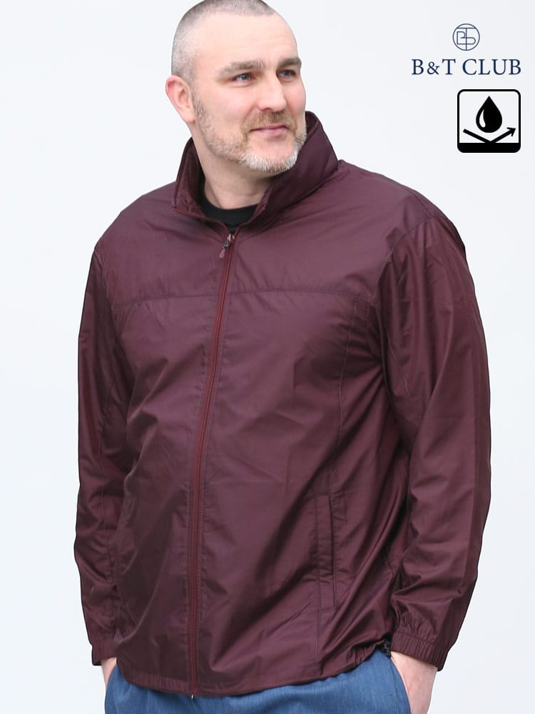 大きいサイズ メンズ B＆T CLUB (ビーアンドティークラブ) 撥水 防花粉 ポケッタブル フード収納 無地 フルジップ ウィンドブレーカー