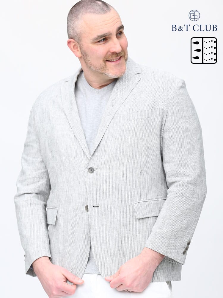 大きいサイズ メンズ B＆T CLUB (ビーアンドティークラブ) 綿麻 シングル 2ツ釦 ジャケット
