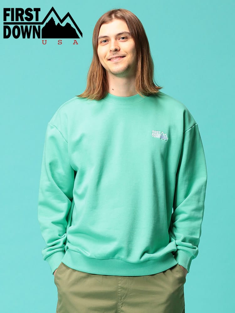 FIRST DOWN USA (ファーストダウンユーエスエー) 胸ロゴ クルーネック スウェット トレーナー LOGO CREW SWEAT