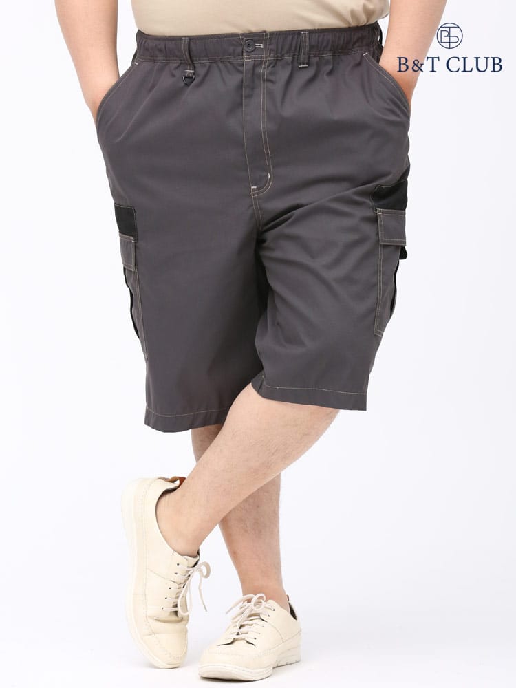 大きいサイズ メンズ B＆T CLUB (ビーアンドティークラブ) ポプリン ポケット カーゴ ショートパンツ