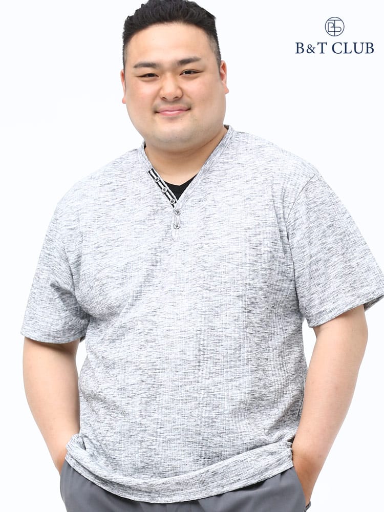 大きいサイズ メンズ B＆T CLUB (ビーアンドティークラブ) トリッキー ランダムテレコ フェイクレイヤード 半袖 Tシャツ