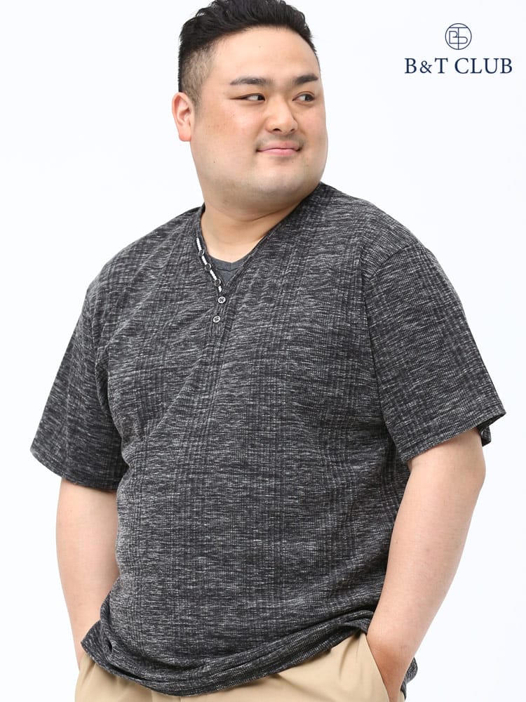 大きいサイズ メンズ B＆T CLUB (ビーアンドティークラブ) トリッキー ランダムテレコ フェイクレイヤード 半袖 Tシャツ