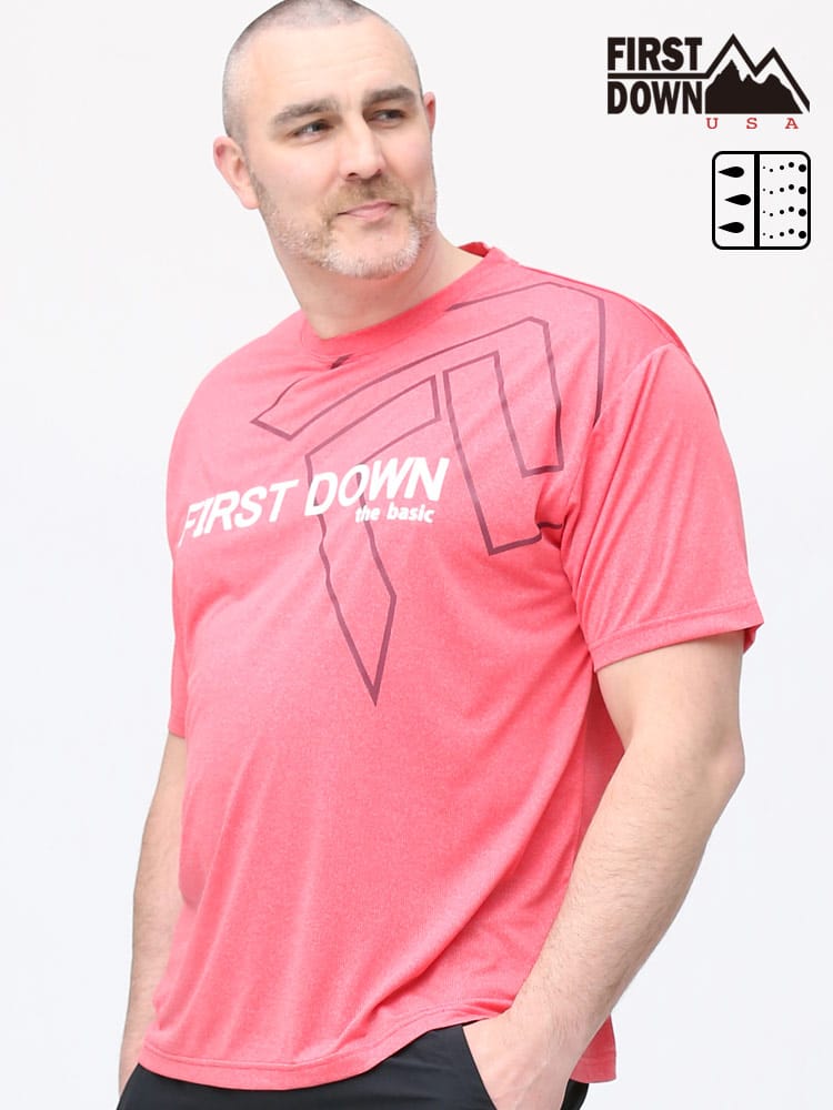 大きいサイズ メンズ FIRST DOWN BASIC (ファーストダウンベーシック) 吸汗速乾 カチオン ワッフル クルーネック 半袖 Tシャツ