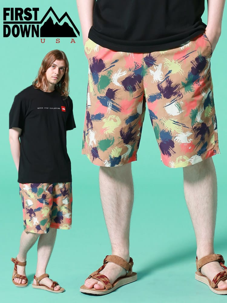 FIRST DOWN USA (ファーストダウンユーエスエー) ナイロン 無地＆総柄 ショートパンツ COZY SHORTS