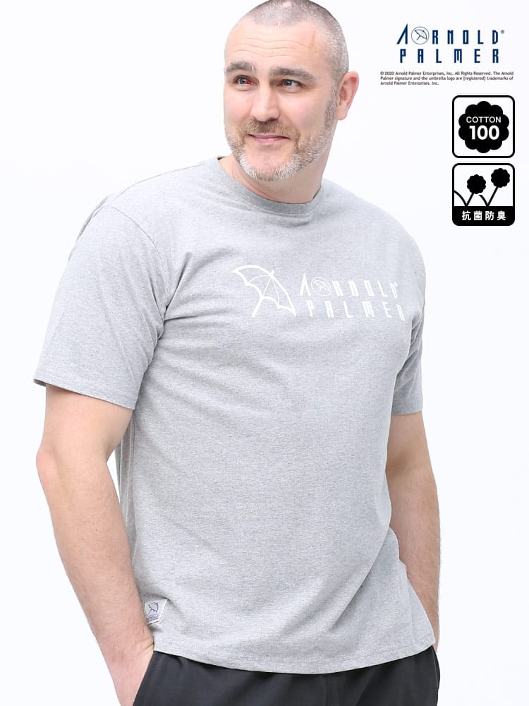 大きいサイズ メンズ Arnold Palmer (アーノルドパーマー) 抗菌防臭 天竺 プリント クルーネック 半袖 Tシャツ
