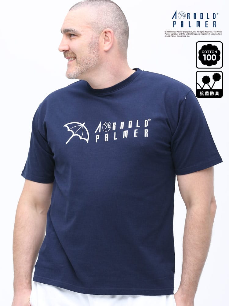 大きいサイズ メンズ Arnold Palmer (アーノルドパーマー) 抗菌防臭 天竺 プリント クルーネック 半袖 Tシャツ
