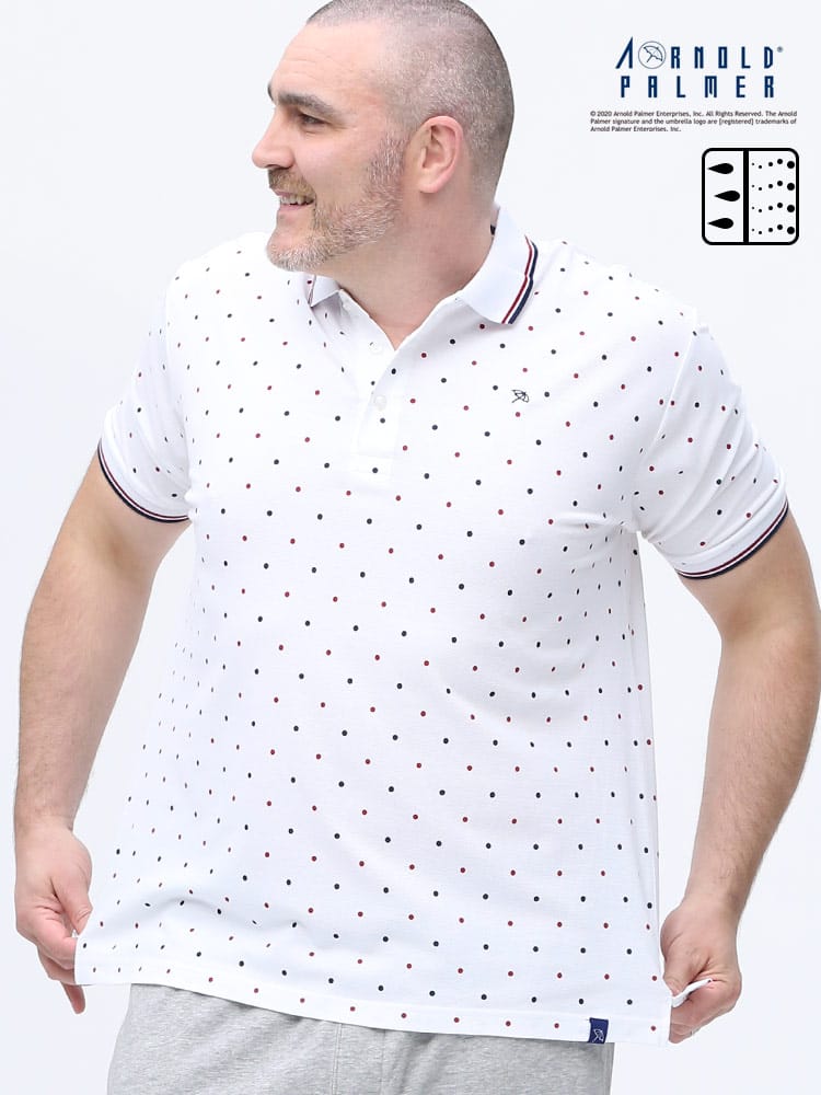 大きいサイズ メンズ Arnold Palmer (アーノルドパーマー) 吸水速乾 鹿の子 ドット 半袖 ポロシャツ