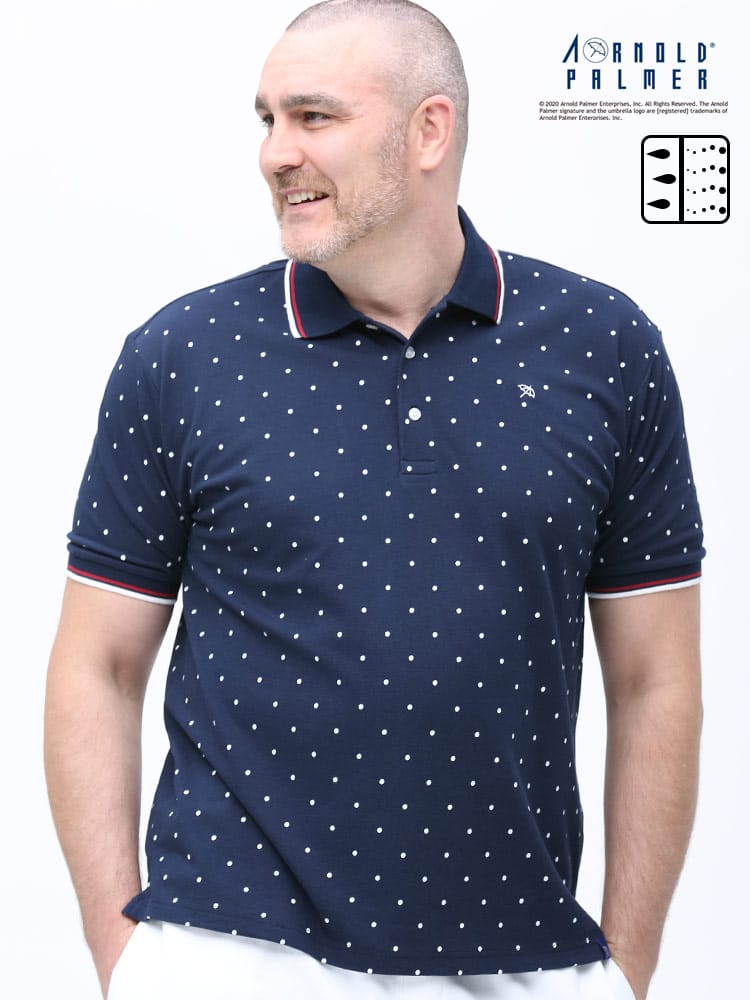 大きいサイズ メンズ Arnold Palmer (アーノルドパーマー) 吸水速乾 鹿の子 ドット 半袖 ポロシャツ