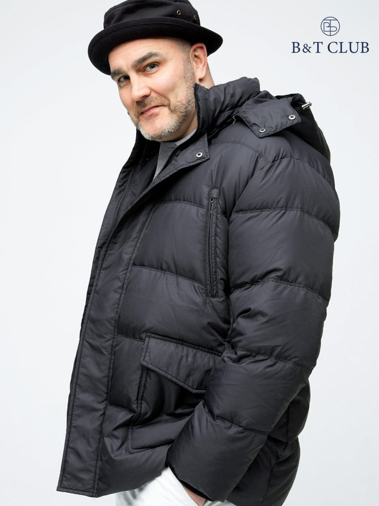 大きいサイズ メンズ B＆T CLUB (ビーアンドティークラブ) MAXAS 防風 撥水 フード取り外し フルジップ ダウンジャケット