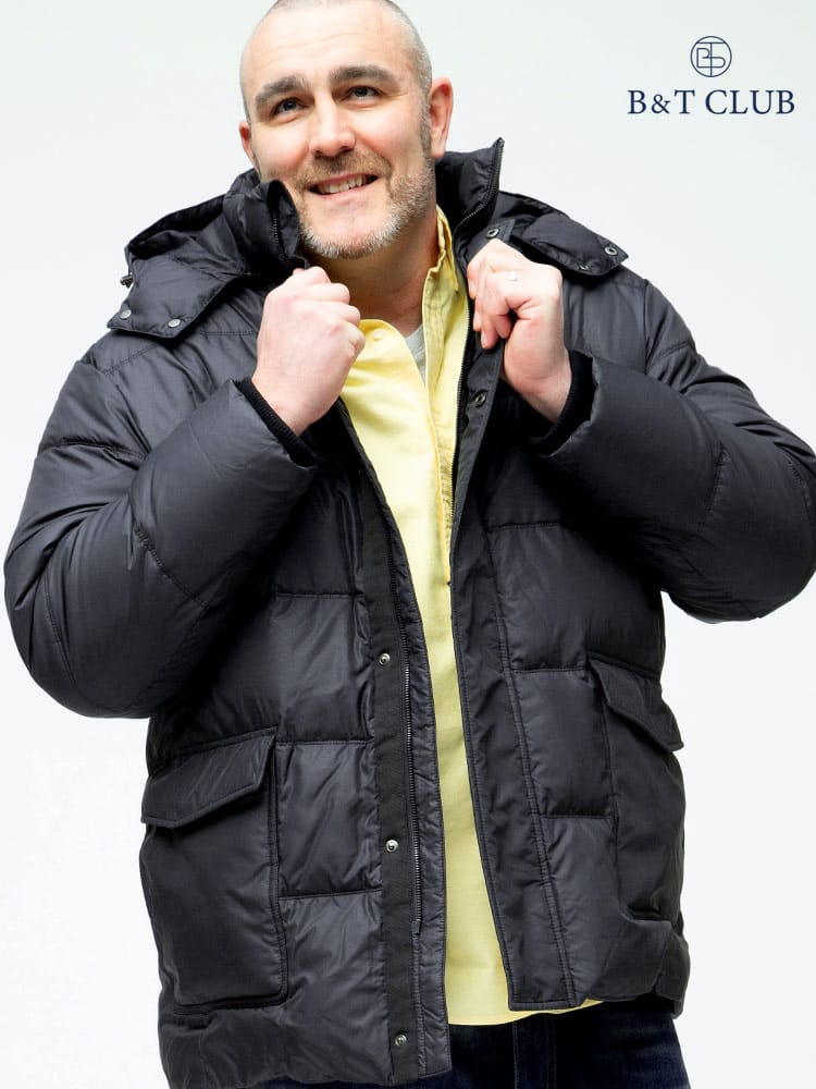 大きいサイズ メンズ B＆T CLUB (ビーアンドティークラブ) MAXAS 防風 撥水 フード取り外し フルジップ ダウンジャケット