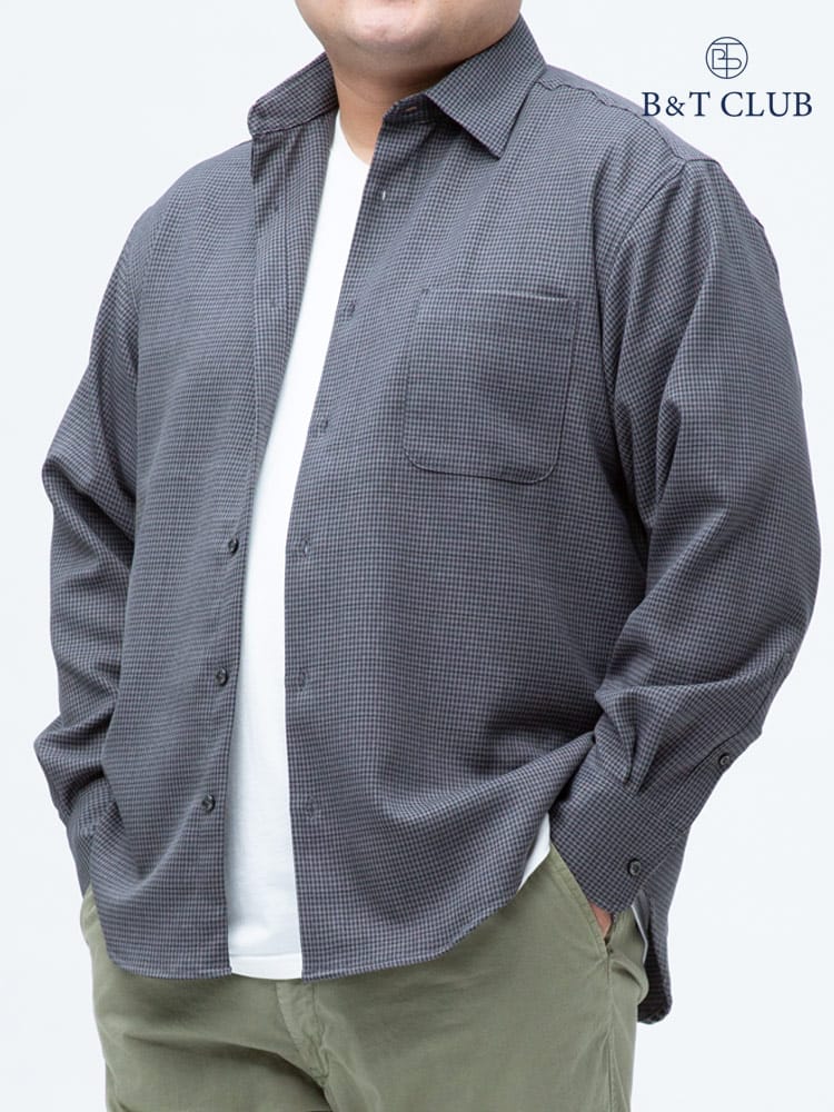 大きいサイズ メンズ B＆T CLUB (ビーアンドティークラブ) LANATEC ナチュラルストレッチ 抗菌消臭 無地＆柄 長袖 シャツ
