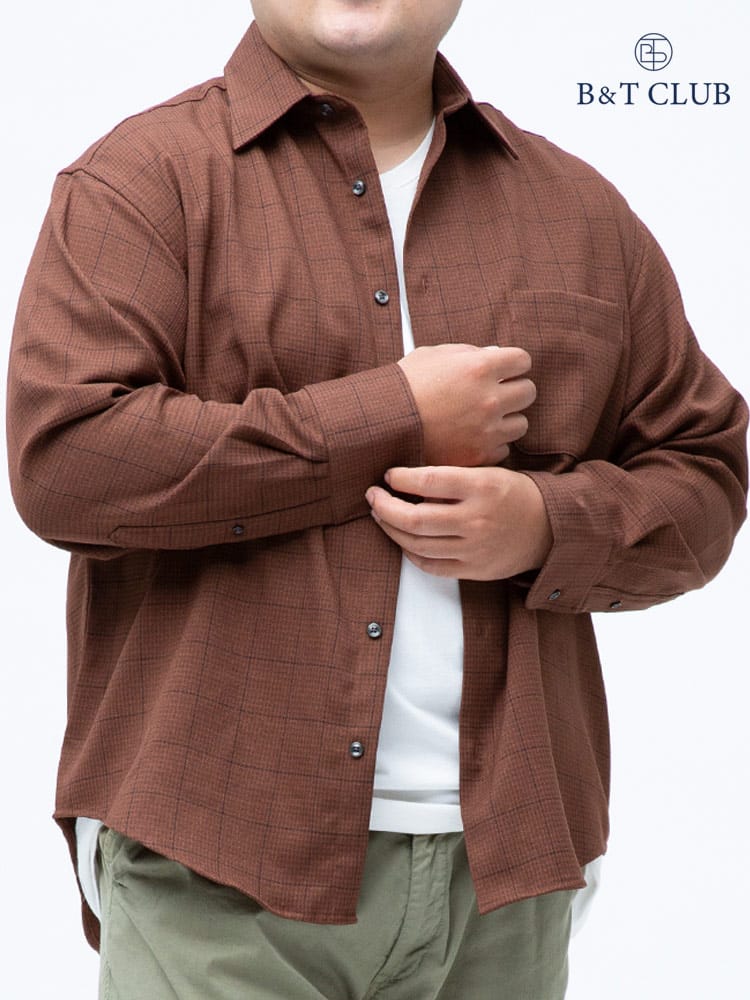 大きいサイズ メンズ B＆T CLUB (ビーアンドティークラブ) LANATEC ナチュラルストレッチ 抗菌消臭 無地＆柄 長袖 シャツ