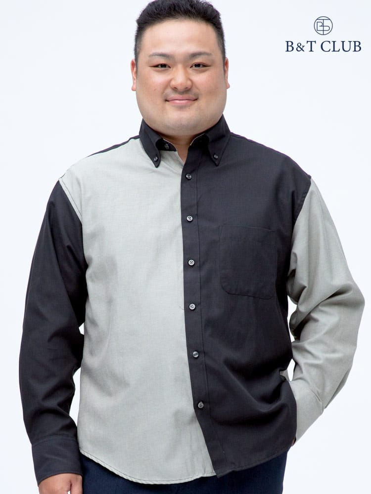 大きいサイズ メンズ B＆T CLUB (ビーアンドティークラブ) 抗菌消臭 バイカラー ボタンダウン 長袖 シャツ