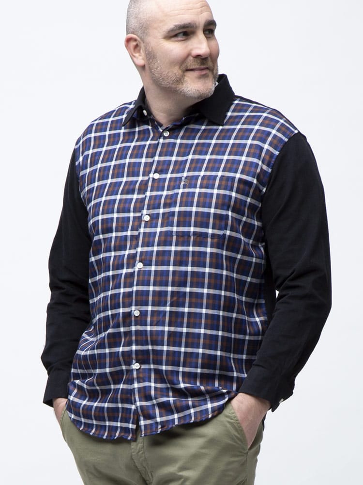 大きいサイズ メンズ Arnold Palmer (アーノルドパーマー) ツイル 起毛 チェック切り替え 長袖シャツ