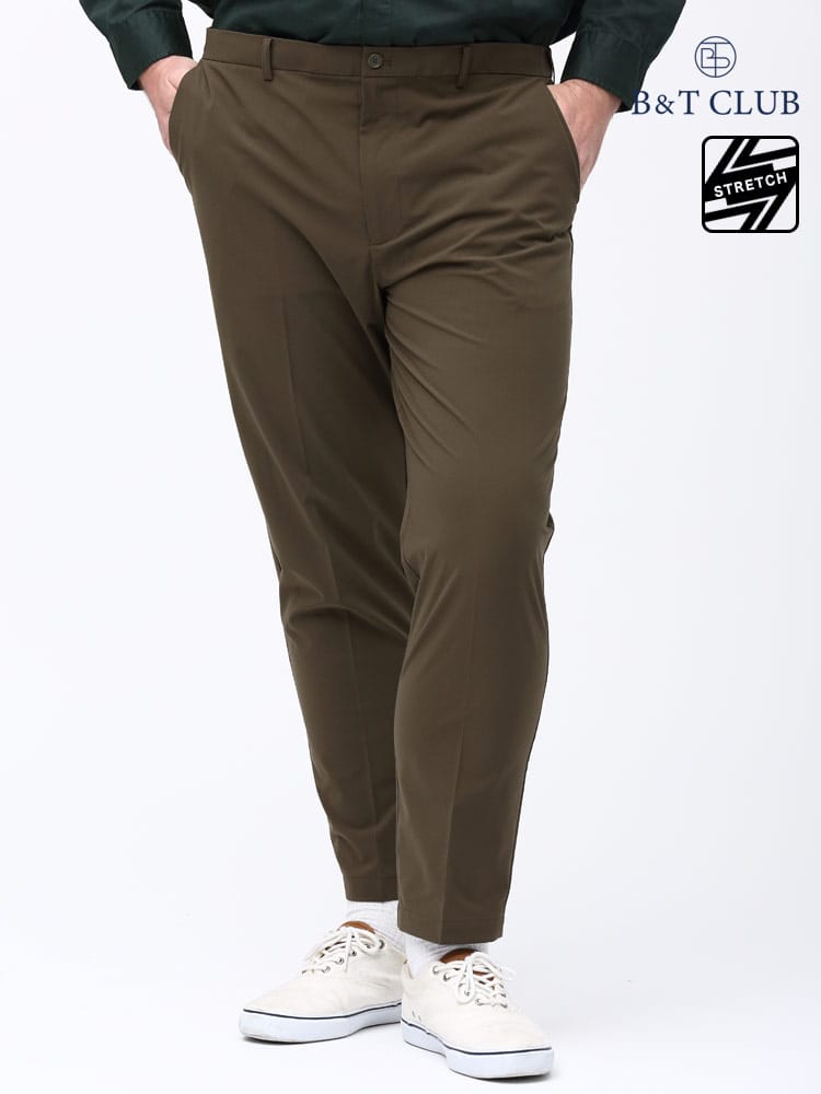 大きいサイズ メンズ B＆T CLUB (ビーアンドティークラブ) SOLOTEX ストレッチ ウエストゴム ロング イージーパンツ チノパン