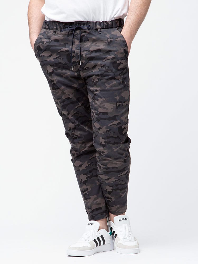 大きいサイズ メンズ B＆T CLUB (ビーアンドティークラブ) ストレッチ コットン 迷彩柄 イージーパンツ