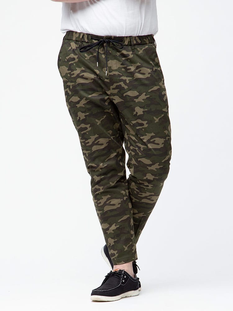 大きいサイズ メンズ B＆T CLUB (ビーアンドティークラブ) ストレッチ コットン 迷彩柄 イージーパンツ