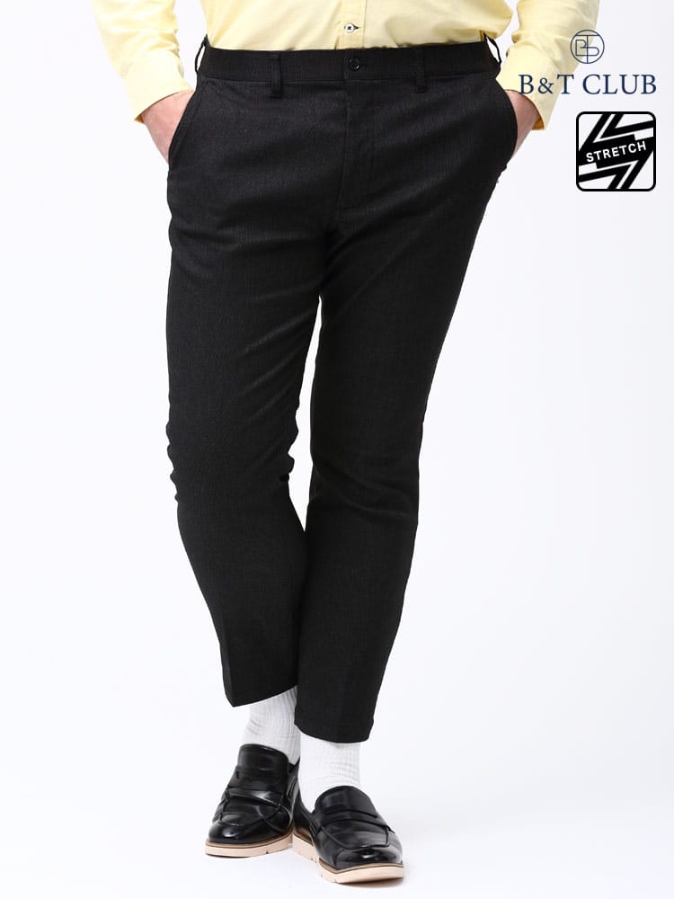 大きいサイズ メンズ B＆T CLUB (ビーアンドティークラブ) スーパーストレッチ 裏起毛 無地 ノータック ロングパンツ チノパン
