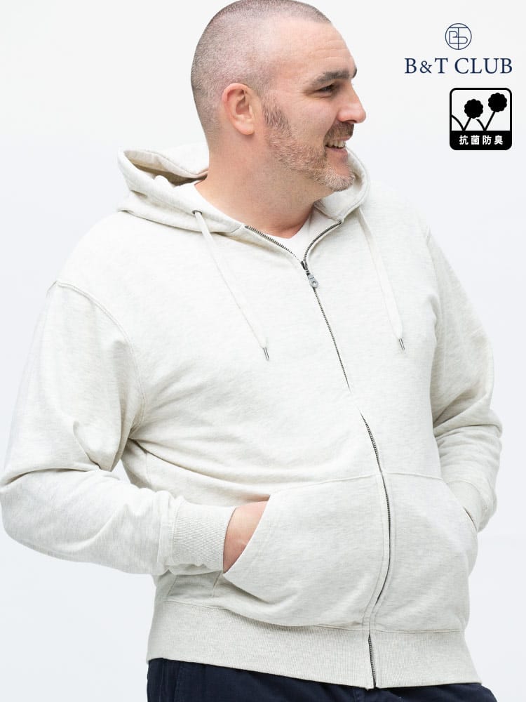 大きいサイズ メンズ B＆T CLUB (ビーアンドティークラブ) USAコットン カモフラ＆無地 フルジップ パーカー