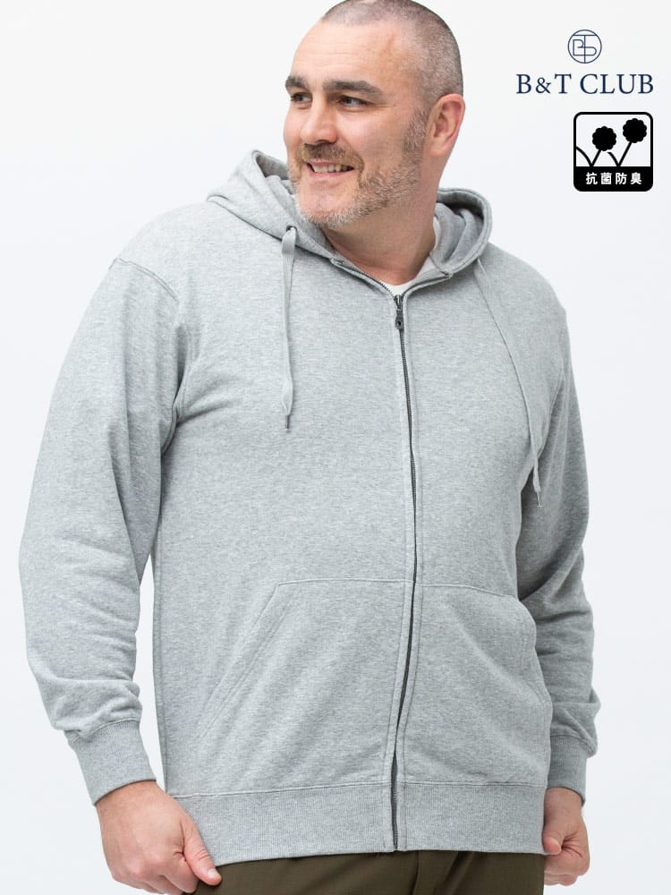 大きいサイズ メンズ B＆T CLUB (ビーアンドティークラブ) USAコットン カモフラ＆無地 フルジップ パーカー