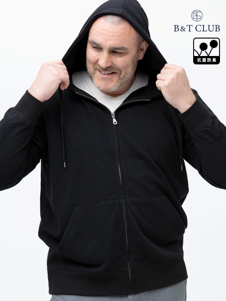 大きいサイズ メンズ B＆T CLUB (ビーアンドティークラブ) USAコットン カモフラ＆無地 フルジップ パーカー