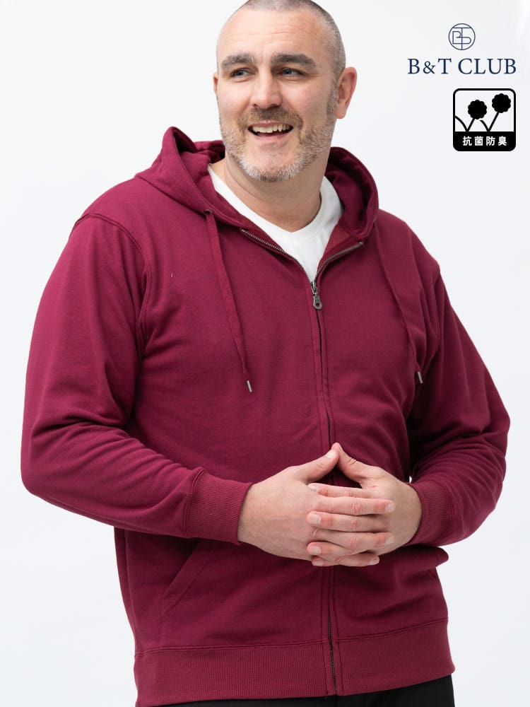 大きいサイズ メンズ B＆T CLUB (ビーアンドティークラブ) USAコットン カモフラ＆無地 フルジップ パーカー