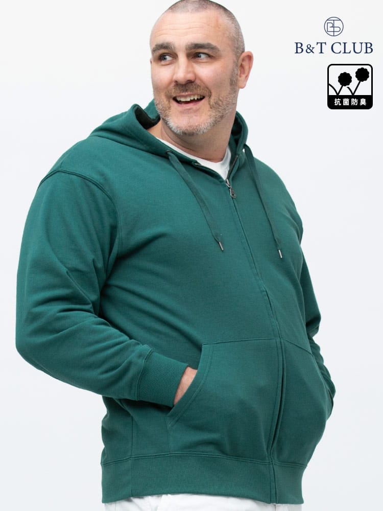 大きいサイズ メンズ B＆T CLUB (ビーアンドティークラブ) USAコットン カモフラ＆無地 フルジップ パーカー