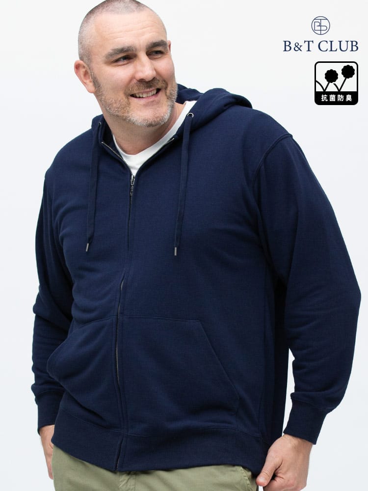 大きいサイズ メンズ B＆T CLUB (ビーアンドティークラブ) USAコットン カモフラ＆無地 フルジップ パーカー