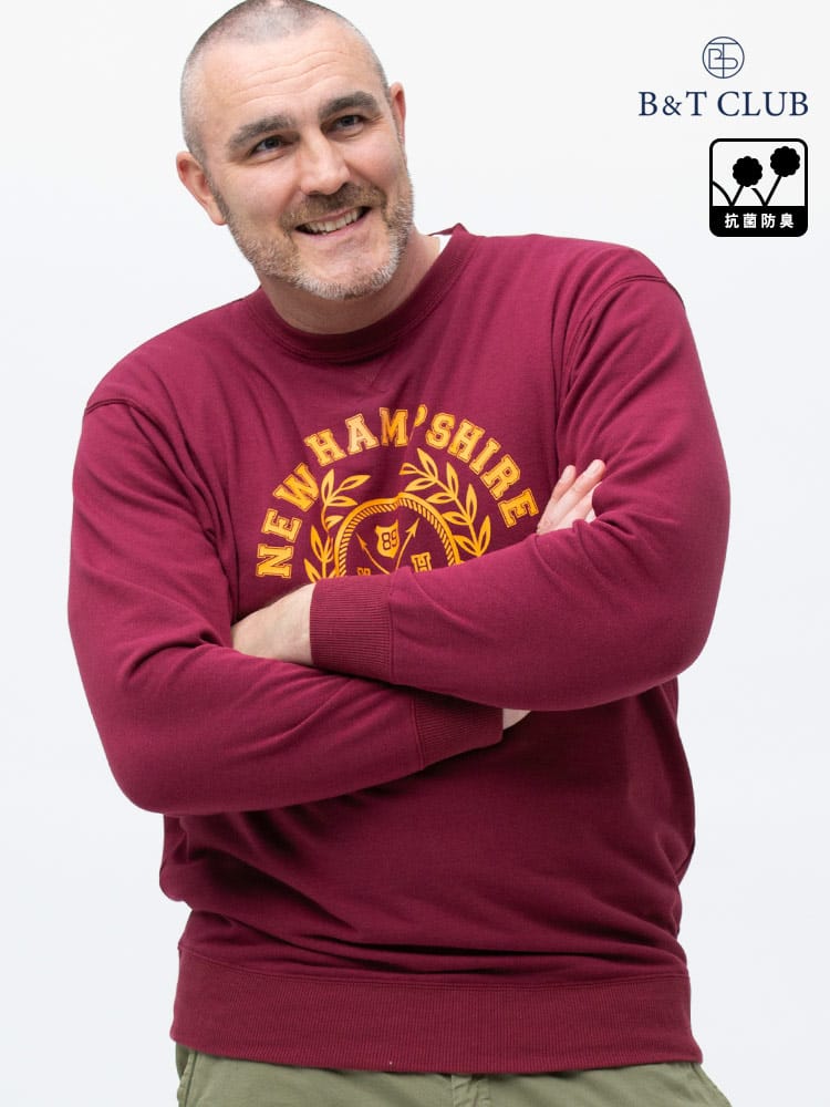 大きいサイズ メンズ B＆T CLUB (ビーアンドティークラブ) USAコットン 柄＆無地 クルーネック トレーナー