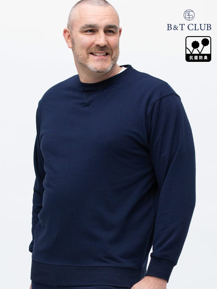 大きいサイズ メンズ B＆T CLUB (ビーアンドティークラブ) USAコットン 柄＆無地 クルーネック トレーナー