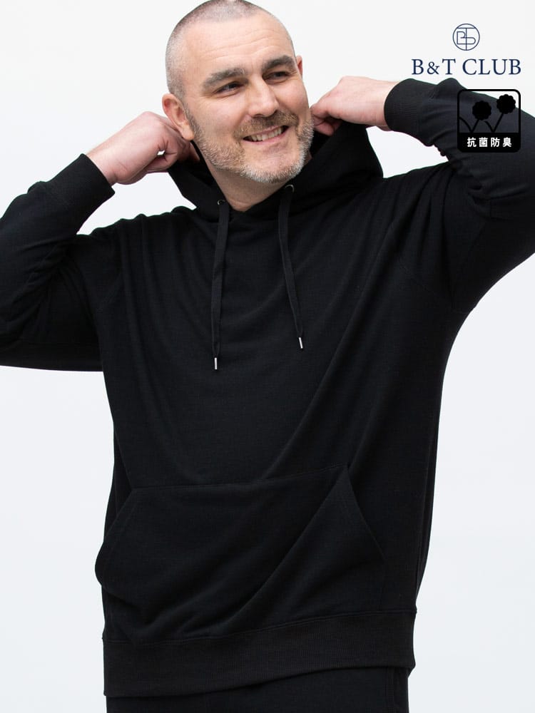 大きいサイズ メンズ B＆T CLUB (ビーアンドティークラブ) USAコットン プリント＆無地 プルオーバー パーカー