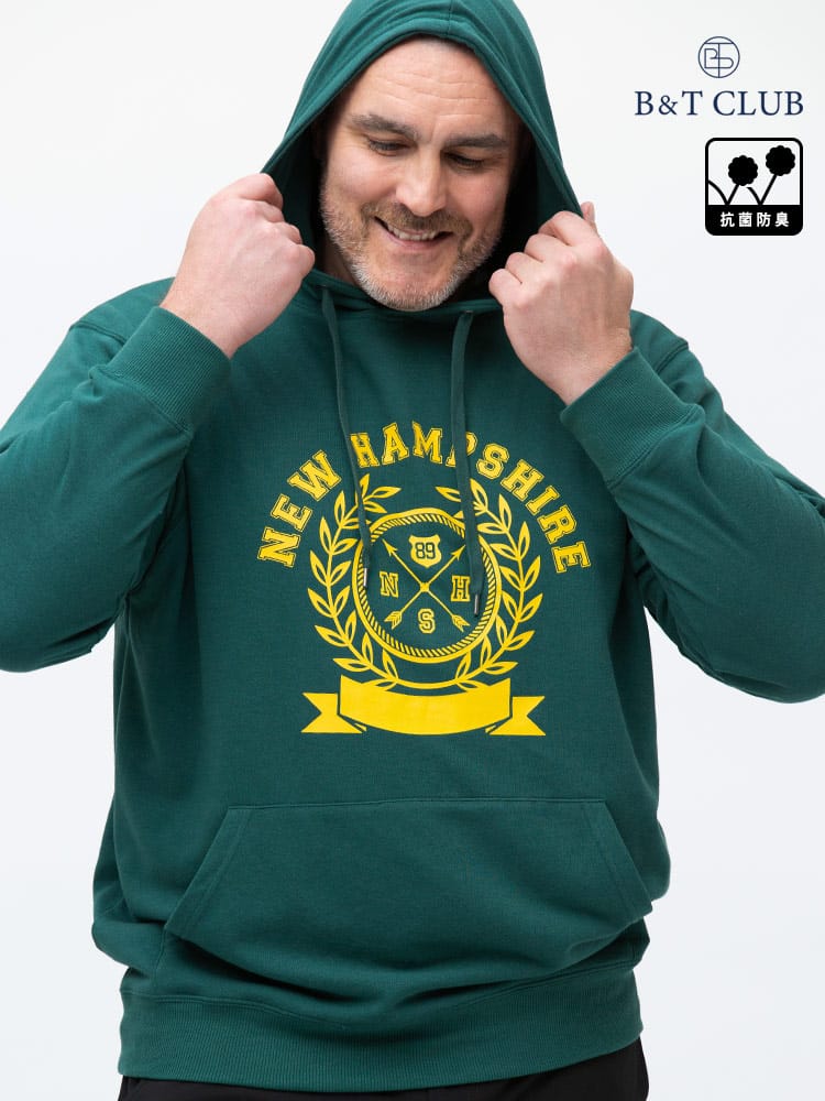 大きいサイズ メンズ B＆T CLUB (ビーアンドティークラブ) USAコットン プリント＆無地 プルオーバー パーカー