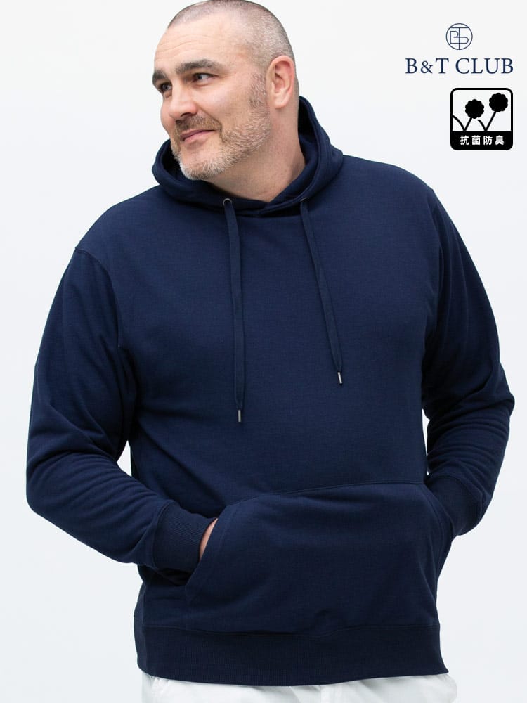 大きいサイズ メンズ B＆T CLUB (ビーアンドティークラブ) USAコットン プリント＆無地 プルオーバー パーカー