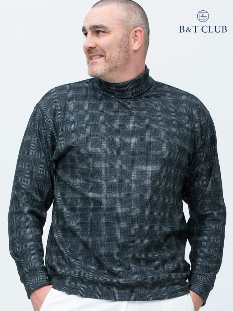 大きいサイズ メンズ B＆T CLUB (ビーアンドティークラブ) 快ラクWEAR 快楽 カイラク ストレッチ 抗菌 スムース タートルネック プルオーバー